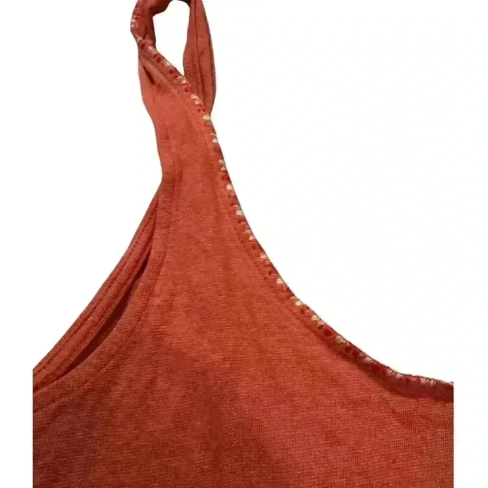 🆕 NWT Free People Back to Basics Rust Orange Embroidered Tank Sz S - Picture 3 of 4